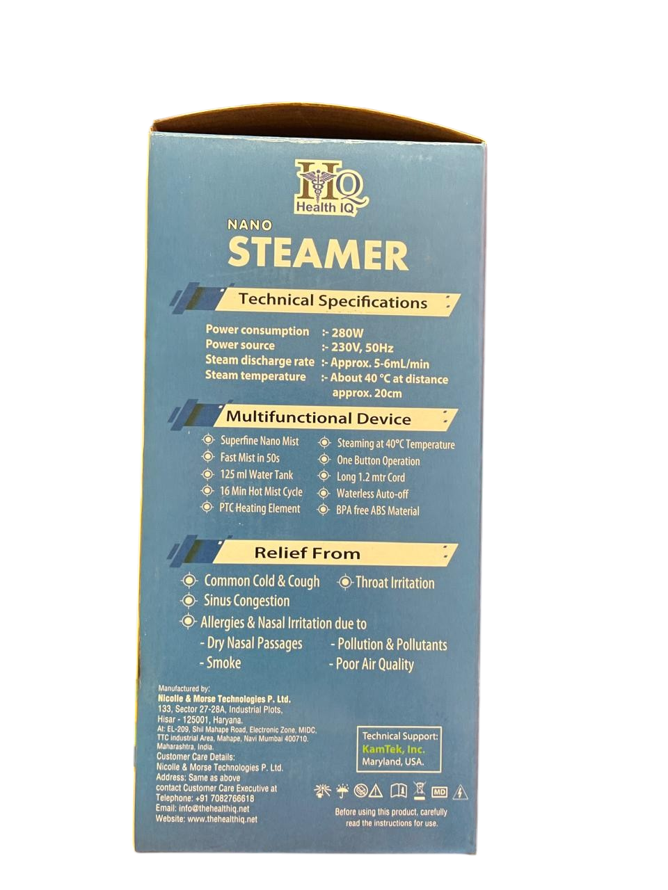 HealthIQ Nano Steamer - SIQ 110